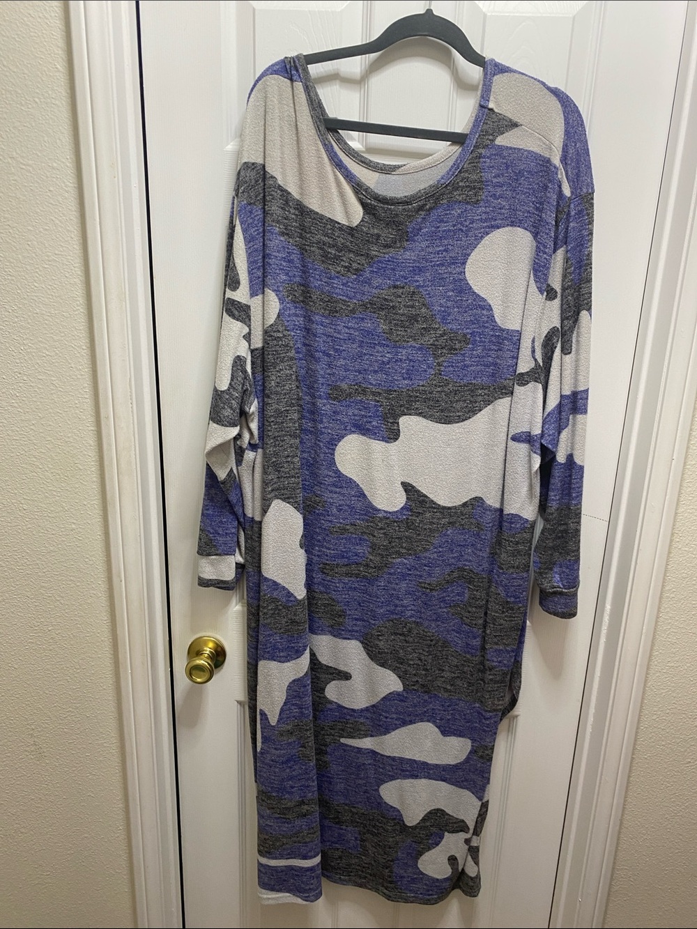 Ashley Stewart Purple & Gray Camo Knit Tunic